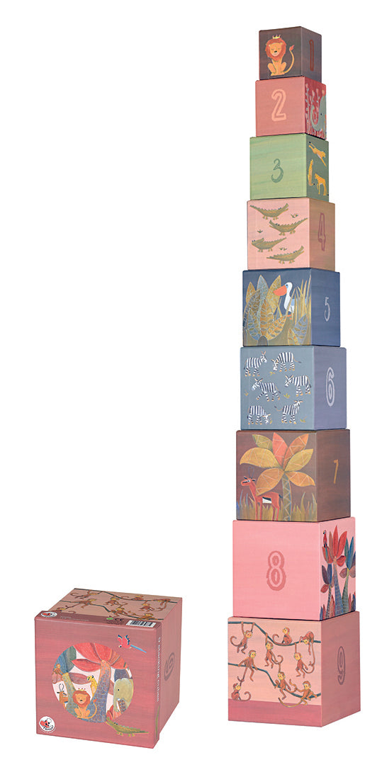 Jungle animal cubes stacked