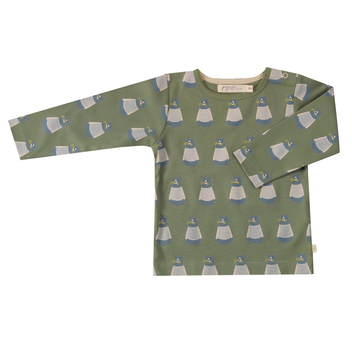 Pigeon Organic T-Shirt All Over Print - Bear Green