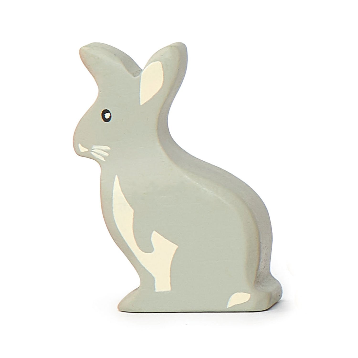 Front view of wooden rabbit figurine