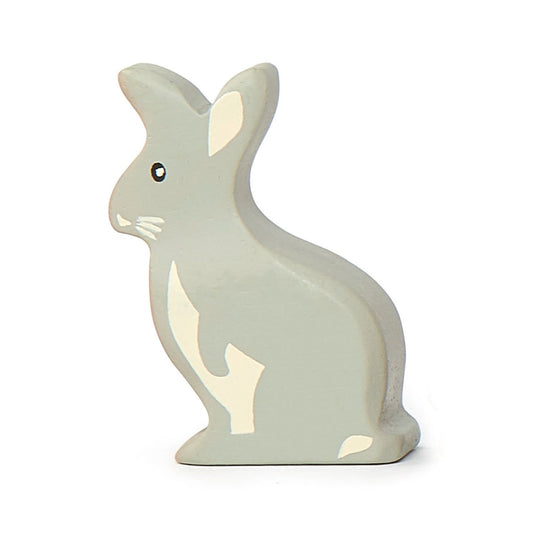 Front view of wooden rabbit figurine