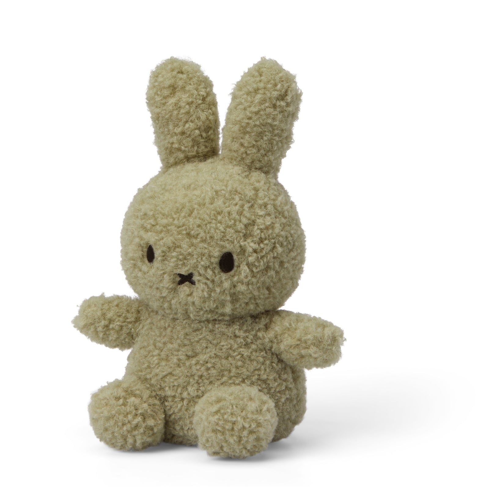 Front quarter view of green teddy Miffy the rabbit