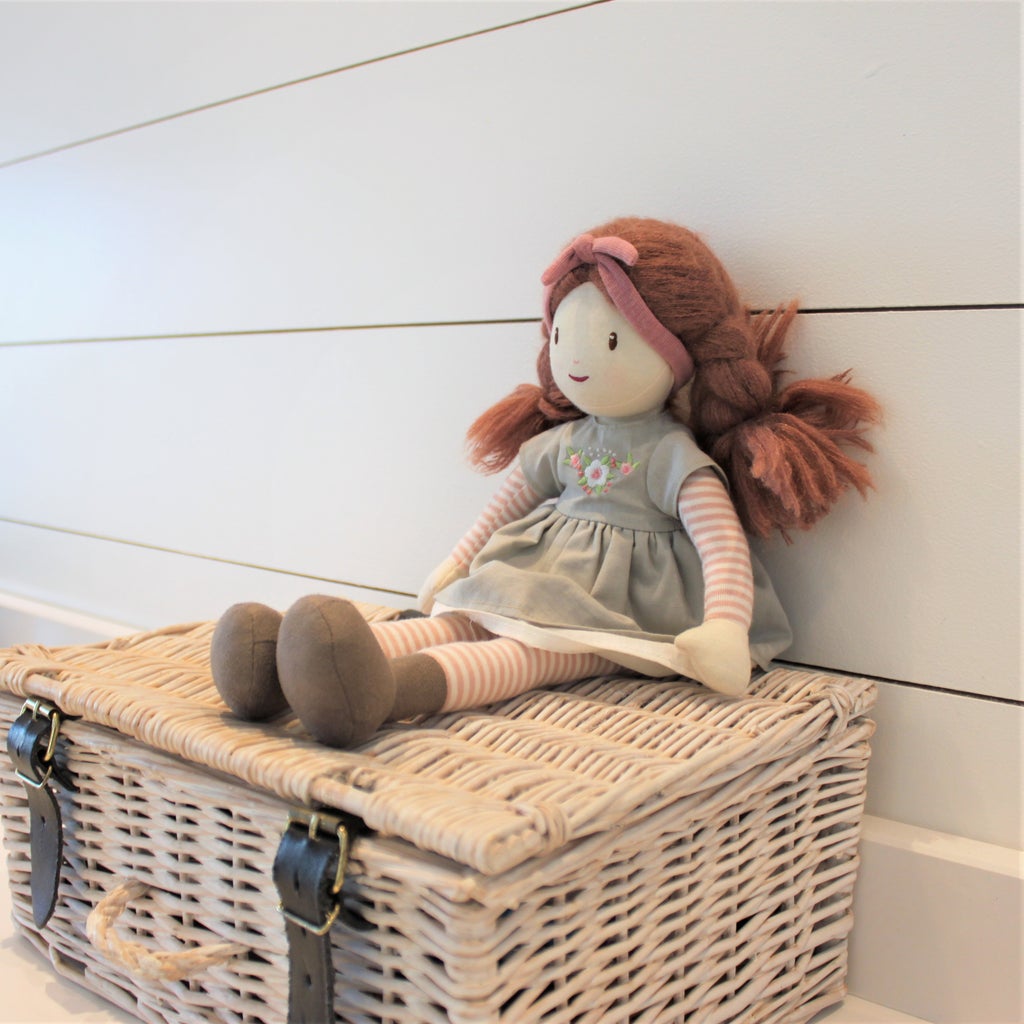 White Alma Rag Doll Sitting on Box