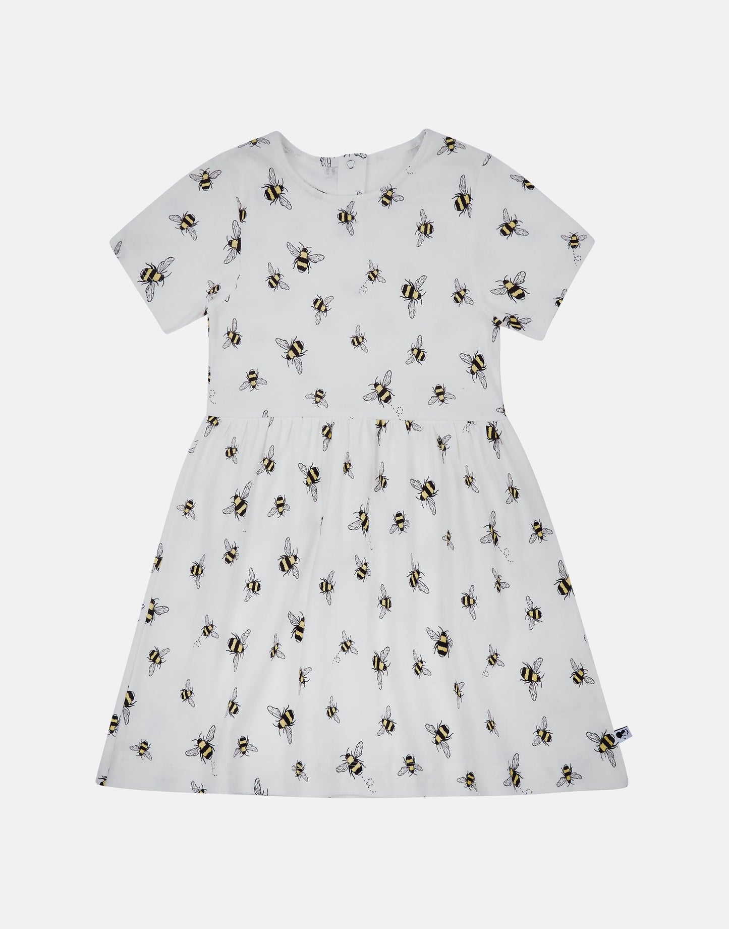 Organic white bumblebee dress front view