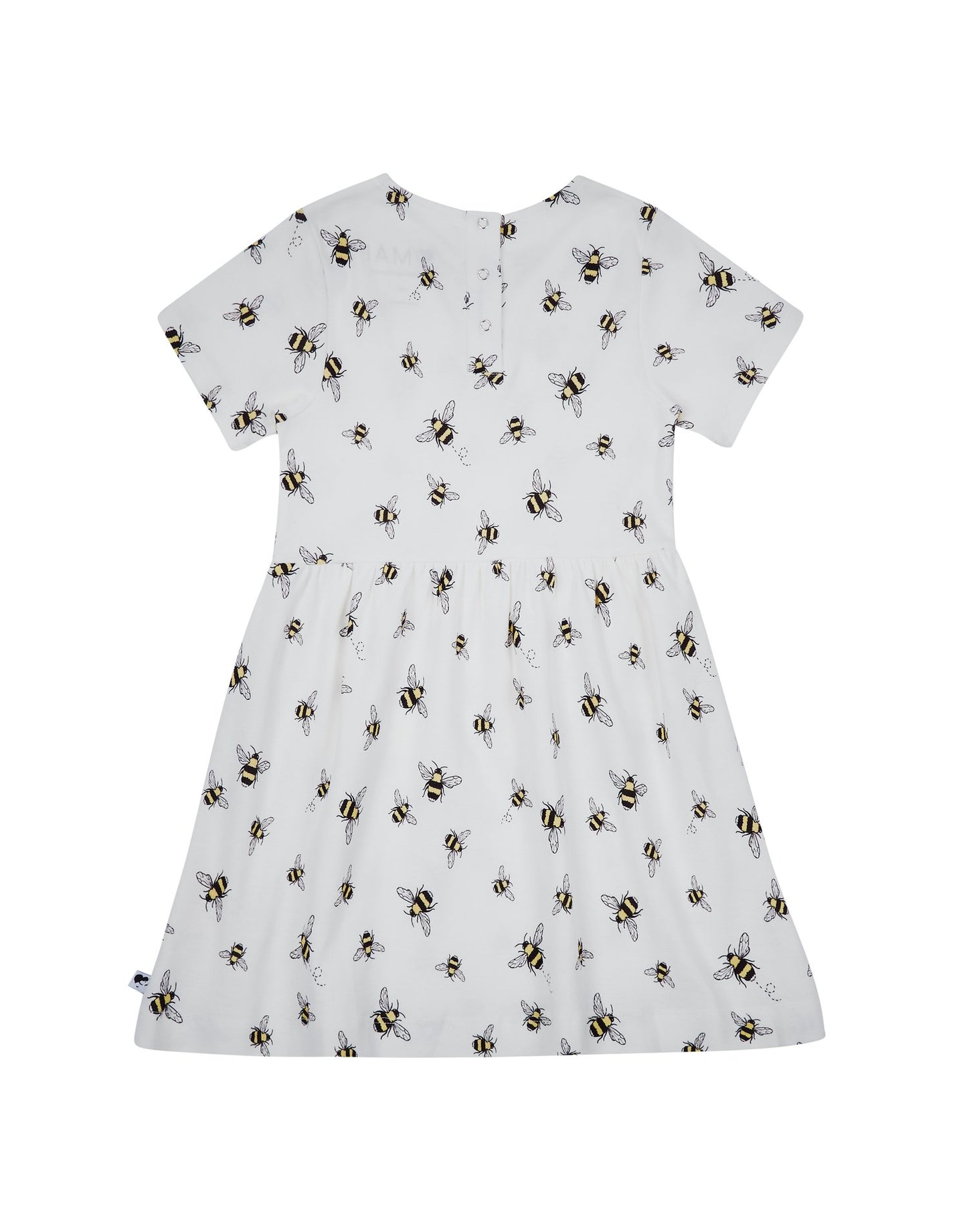 Organic white bumblebee dress back view