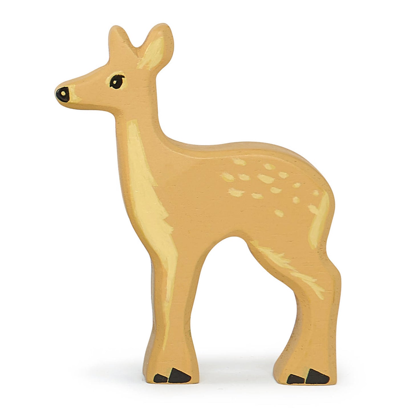 Front view of wooden fallow deer figurine