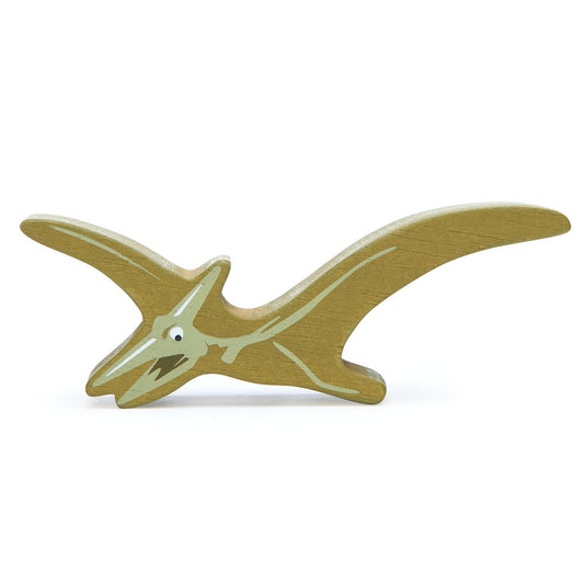 Front view of wooden Pterodactyl figurine