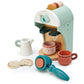 Side view of wooden babyccino maker with all its peices