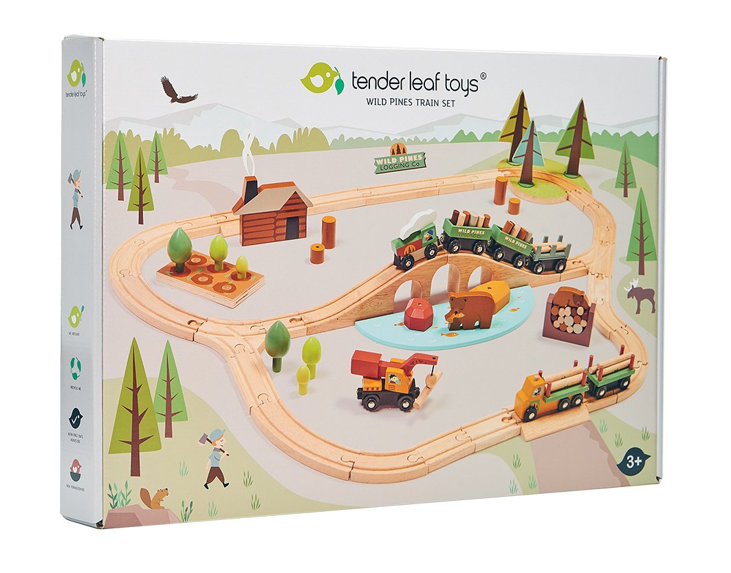 Packaged wild pines train set by Tender Leaf