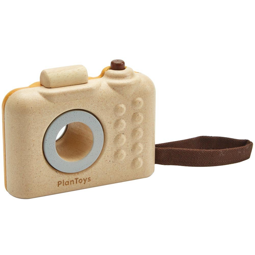 Back view of wooden camera